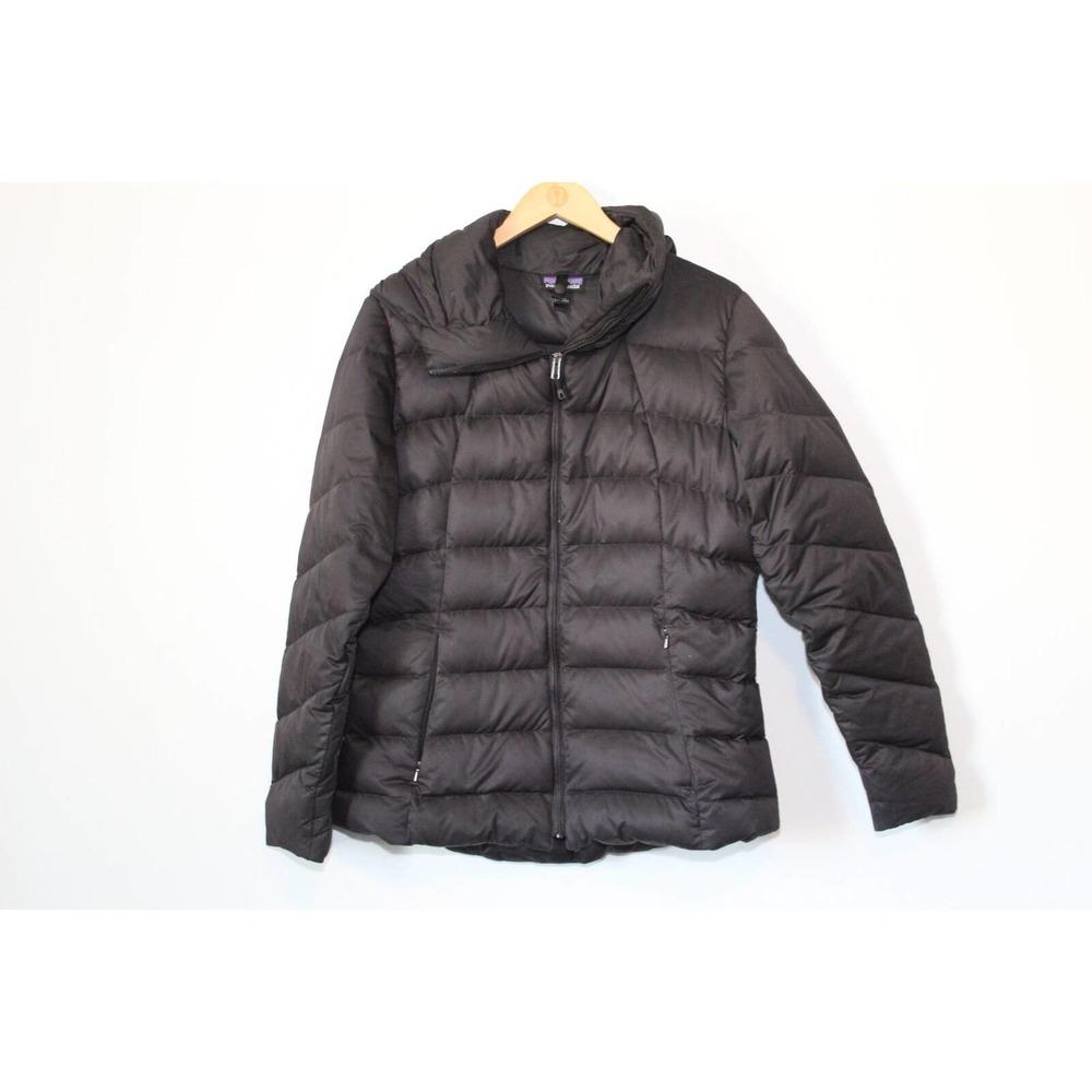 Patagonia Downtown Jacket Hooded Puffer Black Down Coat Womens Size Large H14287 - Picture 2 of 15